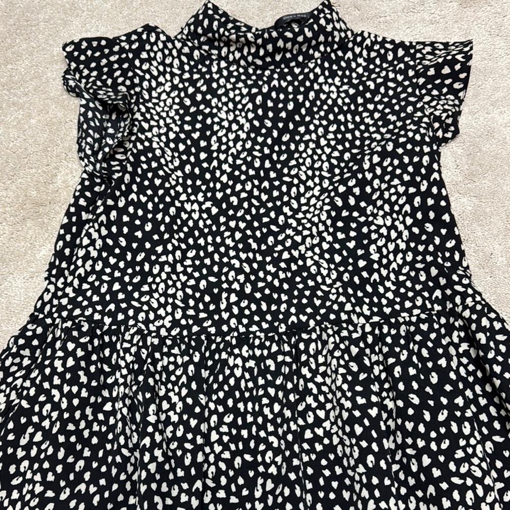 Black and White animal print high low blouse